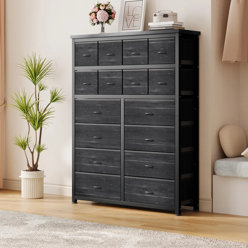 Garvee 16 Drawer Chest of Drawers with Strong Steel Frame Fabric Storage Cabinet for Bedroom Living Room - Image 1