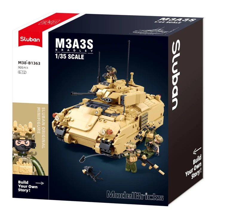 Sluban M3A3S Bradley Fighting Vehicle Model Bricks 1/35 Scale