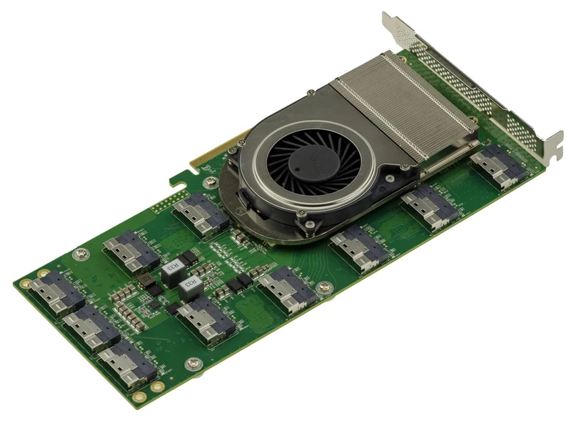 KALEA-INFORMATIQUE PCIe 4.0 Switch Type Controller Card with 10 Ports SFF-8654 8i for 5 Port Gen4 x16 Replication for GPU, Industrial Applications