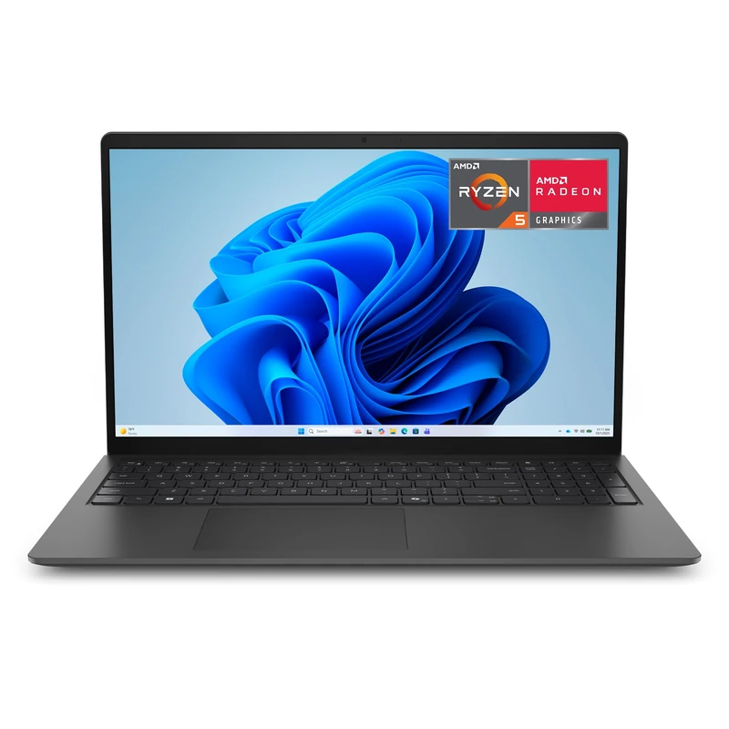Dell 15 Laptop D15265, 15.6" FHD WVA Anti-Glare 300nits, AMD Ryzen 5 130, AMD Radeon Graphics, 8GB RAM DDR5, 512GB SSD, Windows 11 Home, Copilot Key, QWERTY UK, Carbon Black