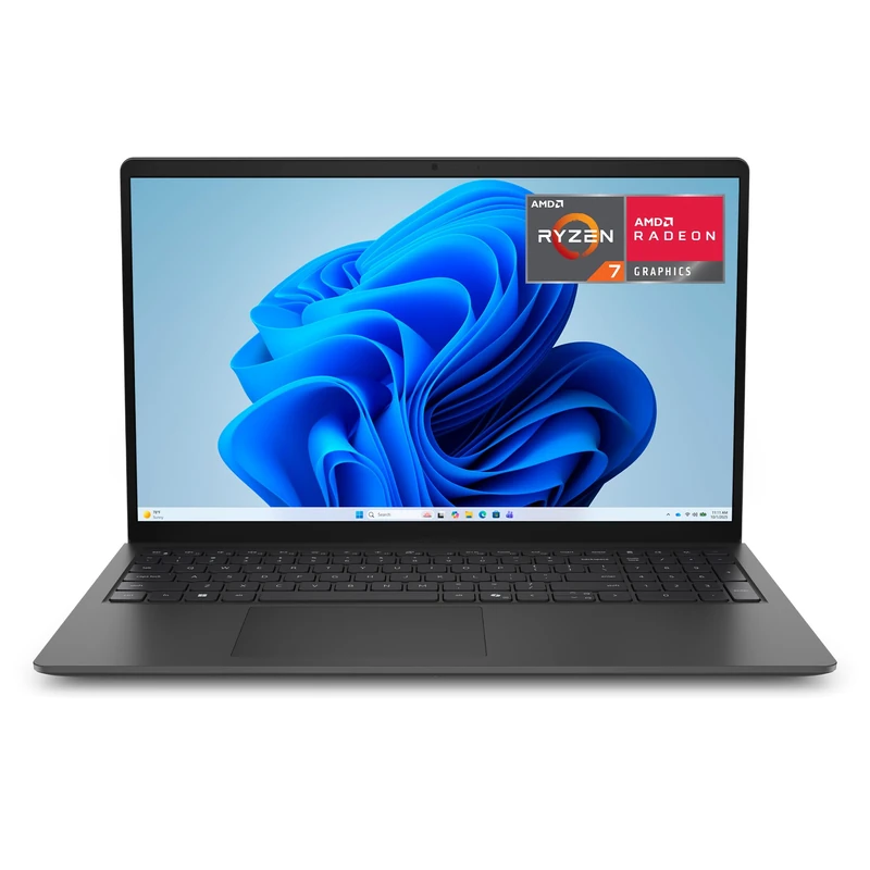 Dell 15 Laptop D15265, 15.6" FHD WVA Anti-Glare 300nits, AMD Ryzen 7 160, AMD Radeon Graphics, 16GB RAM DDR5, 1TB SSD, Windows 11 Home, Copilot Key, QWERTY UK, Carbon Black