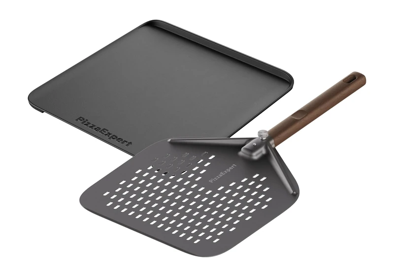 Electrolux E9OOPE01 Cast Iron Pizza Pan Set with Perforated Shovel, for Oven up to 340°C, Neapolitan Style Pizza, Crispy Crust, Pizza Accessory for Bread and Desserts, Removable Wooden Handle - Image 1