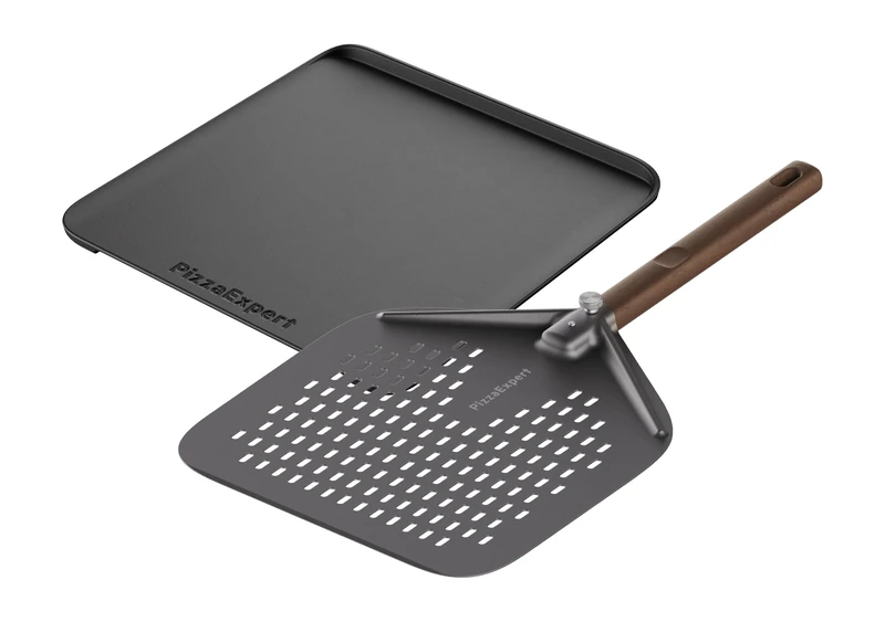 AEG A9OOPE01 Cast Iron Pizza Pan Set with Perforated Shovel, for Oven up to 340°C, Neapolitan Style Pizza, Crispy Crust, Pizza Accessory for Bread and Desserts, Removable Wooden Handle - Image 1