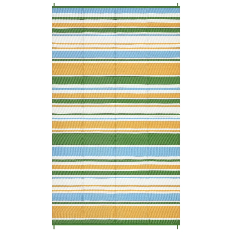 Garvee Outdoor Rug in Braided PP 320 GSM – Reversible, Waterproof, Foldable and Lightweight, Large Rug for Patio/Deck/Balcony/RV/Camping, Yellow/Blue/Green/White