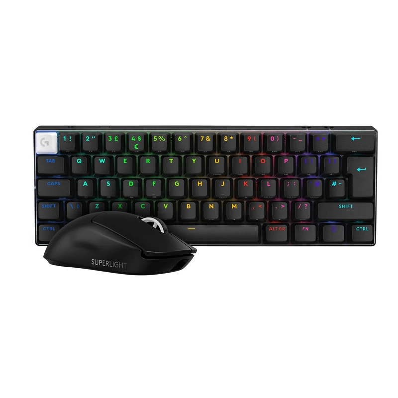 Logitech G PRO X SUPERLIGHT 2 SE Wireless Gaming Mouse, 60 g pro-grade mouse with 5 programmable buttons+RO X 60 LIGHTSPEED Wireless Gaming Keyboard,Compact TKL 60% Mechanical Keyboard,QWERTY UK-Black