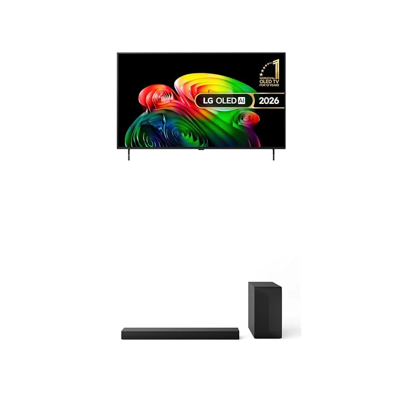 LG OLED48B65LA 48-Inch OLED AI 4K UHD Smart TV bundle with US40T Soundbar with Wireless Subwoofer & WOW Interface 2.1 channel, 300W