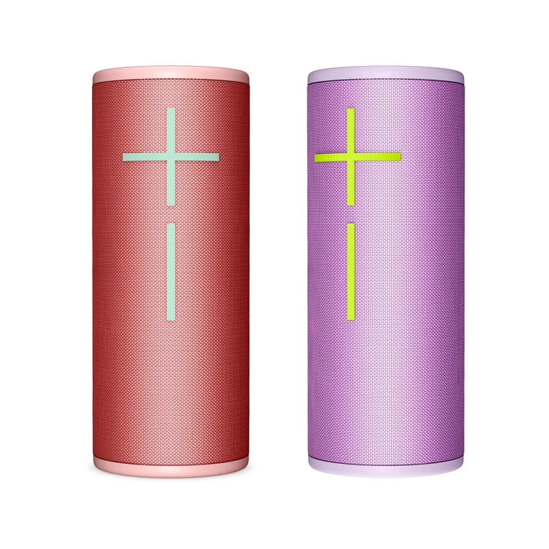 Ultimate Ears BOOM 4 Duo Pack-Portable Waterproof Bluetooth Speaker With 360-Degree,Bold, Immersive, Crystal-Clear Sound,Floating Speaker With 15-Hour Battery and 45 m (147 ft) Range-Lilac + Raspberry