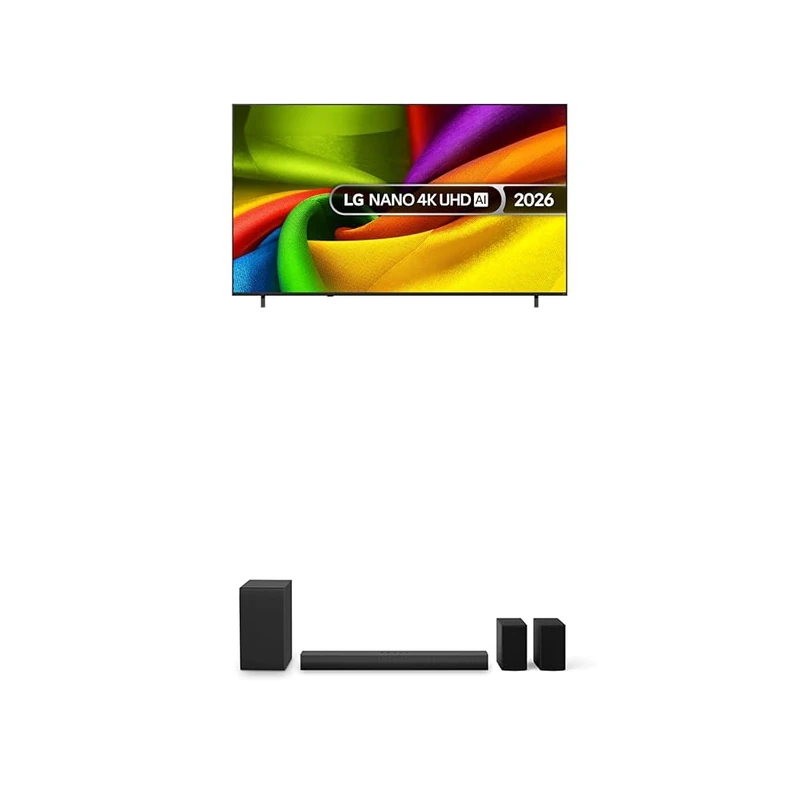 LG 85NU850B6LA 85-Inch NANO AI 4K UHD Smart TV bundle with US40TR Soundbar with Wireless Subwoofer & Surround Sound 4.1 channel, 400W