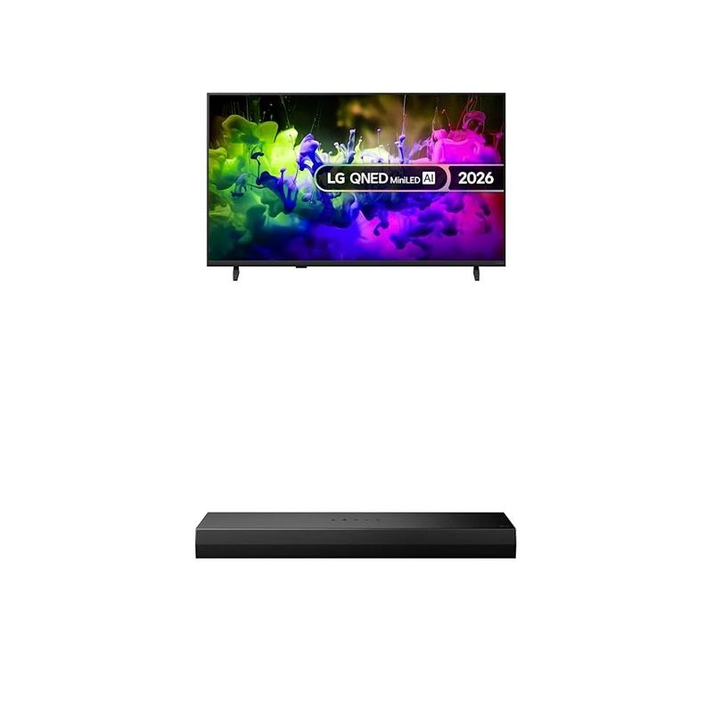LG 43QNED7EB3C 43-Inch QNED MiniLED AI 4K UHD Smart TV bundle with US20A Soundbar with built-in subwoofers & WOW Interface 2.0 channel, 50W