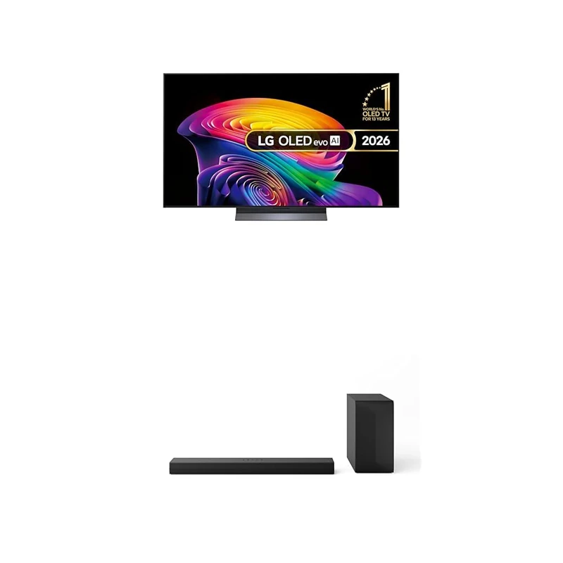 LG OLED55C65LA 55-Inch OLED evo AI 4K UHD Smart TV bundle with US40T Soundbar with Wireless Subwoofer & WOW Interface 2.1 channel, 300W