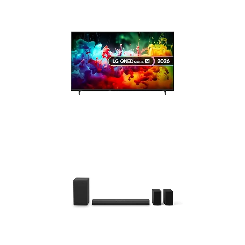 LG 65QNED70B6C 65-Inch QNED MiniLED AI 4K UHD Smart TV bundle with US40TR Soundbar with Wireless Subwoofer & Surround Sound 4.1 channel, 400W
