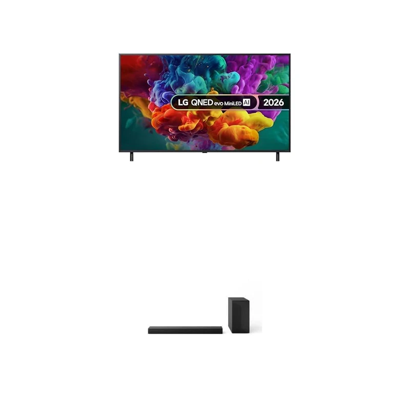 LG 55QNED85B6B 55-Inch QNED evo MiniLED AI 4K UHD Smart TV bundle with US60T Soundbar with Cinematic Sound & WOW Interface 3.1 channel, 340W