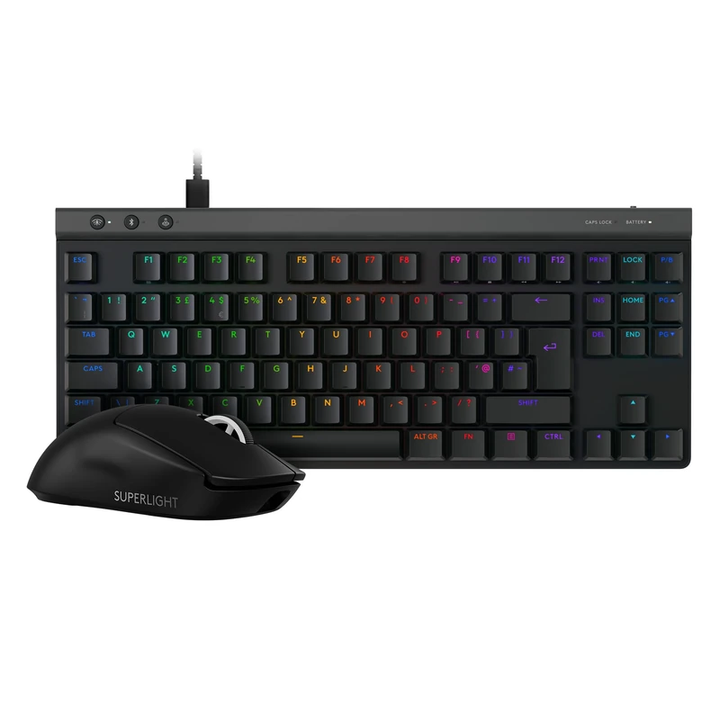 Logitech G PRO X SUPERLIGHT 2 wireless gaming mouse, 60 g pro-grade mouse with 5 programmable buttons, 44k DPI sensor,8 kHz report rate+G515 RAPID TKL Low-Profile Wired Gaming Keyboard,QWERTY UK-Black