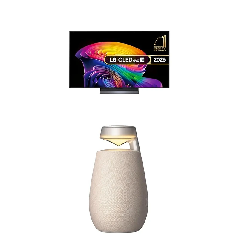 LG OLED55C65LA 55-Inch OLED evo AI 4K UHD Smart TV bundle with XO2 Portable Bluetooth Multi-Directional Speaker, 15H Battery Life, IP55 Waterproof