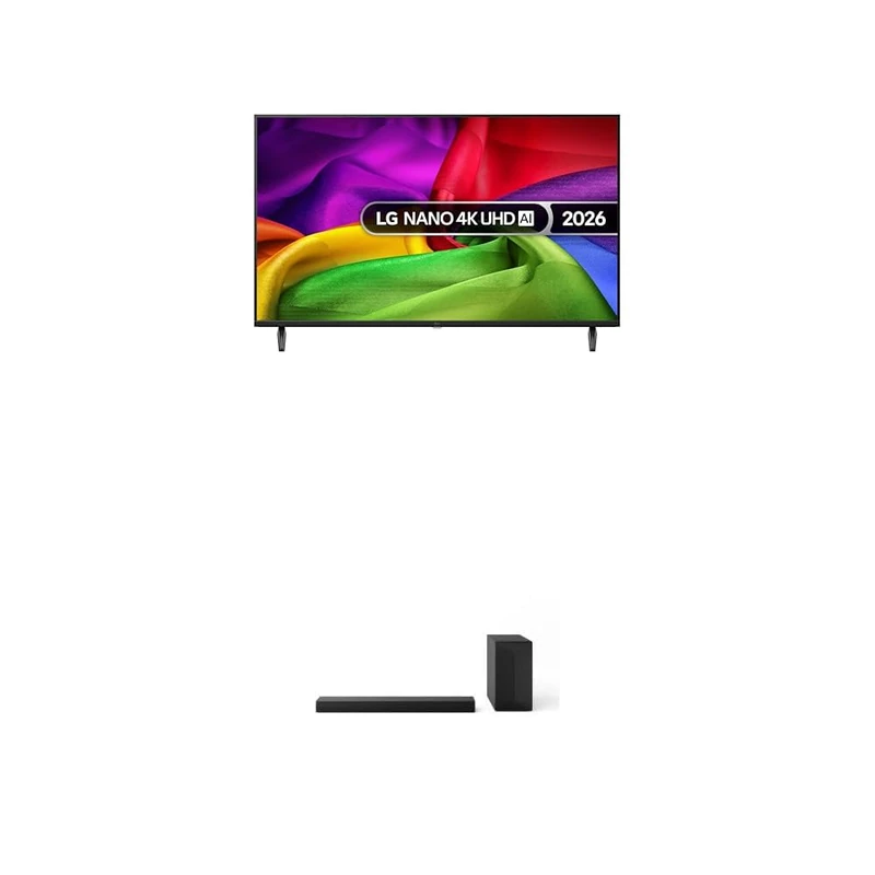 LG 43NU800B6LC 43-Inch NANO 4K UHD Smart TV bundle with US60T Soundbar with Cinematic Sound & WOW Interface 3.1 channel, 340W