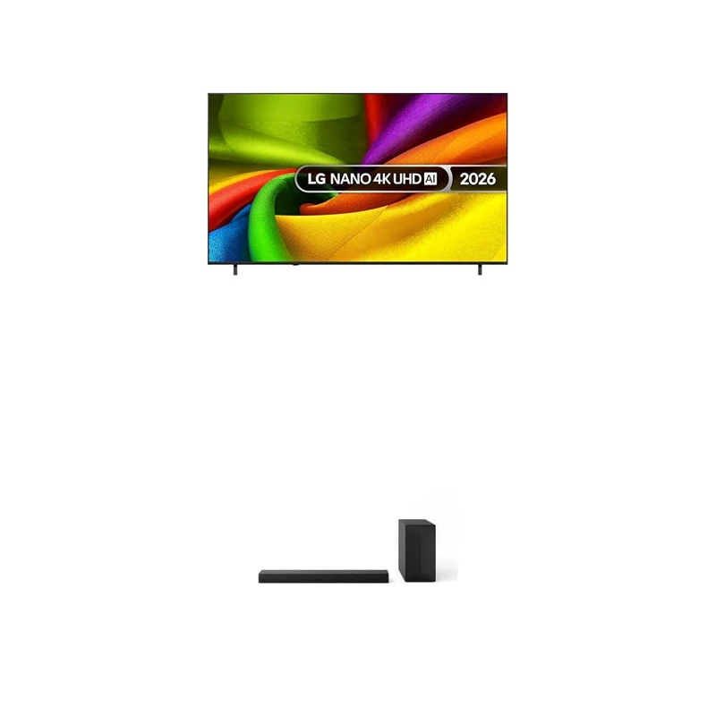 LG 85NU850B6LA 85-Inch NANO 4K UHD Smart TV bundle with US60T Soundbar with Cinematic Sound & WOW Interface 3.1 channel, 340W