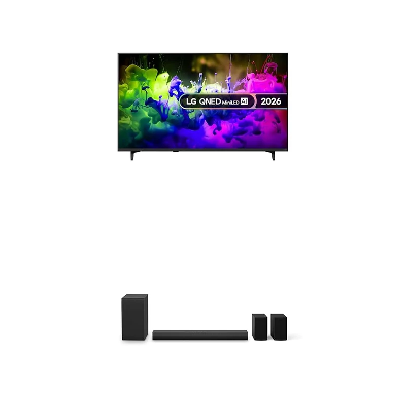 LG 50QNED7EB3C 50-Inch QNED MiniLED AI 4K UHD Smart TV bundle with US40TR Soundbar with Wireless Subwoofer & Surround Sound 4.1 channel, 400W