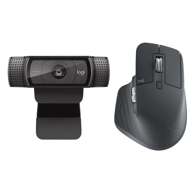 Logitech MX Master 3S - Performance Wireless Mouse, Ergo, 8K DPI+C920 HD Pro Webcam, Full HD 1080p/30fps Video Calling, HD Light Correction, Zoom, FaceTime, Hangouts, PC/Mac/Laptop/Tablet/Chromebook - Image 1
