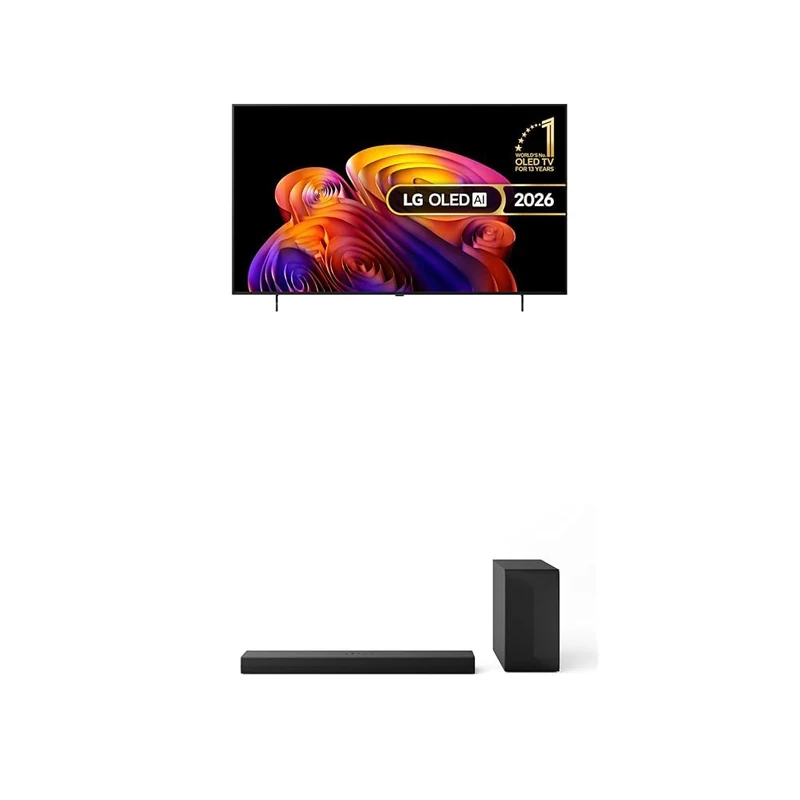 LG OLED55B6ELC 55-Inch OLED AI 4K UHD Smart TV bundle with US40T Soundbar with Wireless Subwoofer & WOW Interface 2.1 channel, 300W