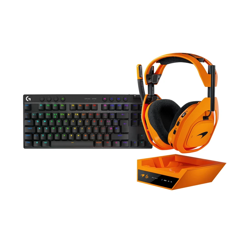 Logitech G Astro A50 X LIGHTSPEED Wireless Gaming Headset McLaren Edition,Base Station+ PRO X TKL LIGHTSPEED Wireless Gaming Keyboard, Portable Tenkeyless Design, LIGHTSYNC RGB, QWERTY UK - Black