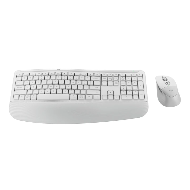Logitech Signature Comfort Plus Combo MK880 Wireless Keyboard and Mouse Combo, Full-Size Comfort Keyboard with Palm Rest, Silent Clicks, Bluetooth, Windows and macOS, QWERTY UK English Layout - White