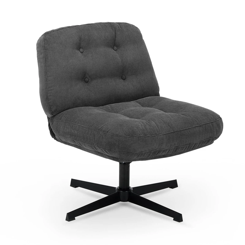 Swivel Office Chair Corduroy Desk Chair, Upholstered Accent Chair with Pet-Friendly Fabric, Fixed Height No Recline, Wide Seat Lounge Chair for Home Office Living Room Bedroom, 113kg Capacity