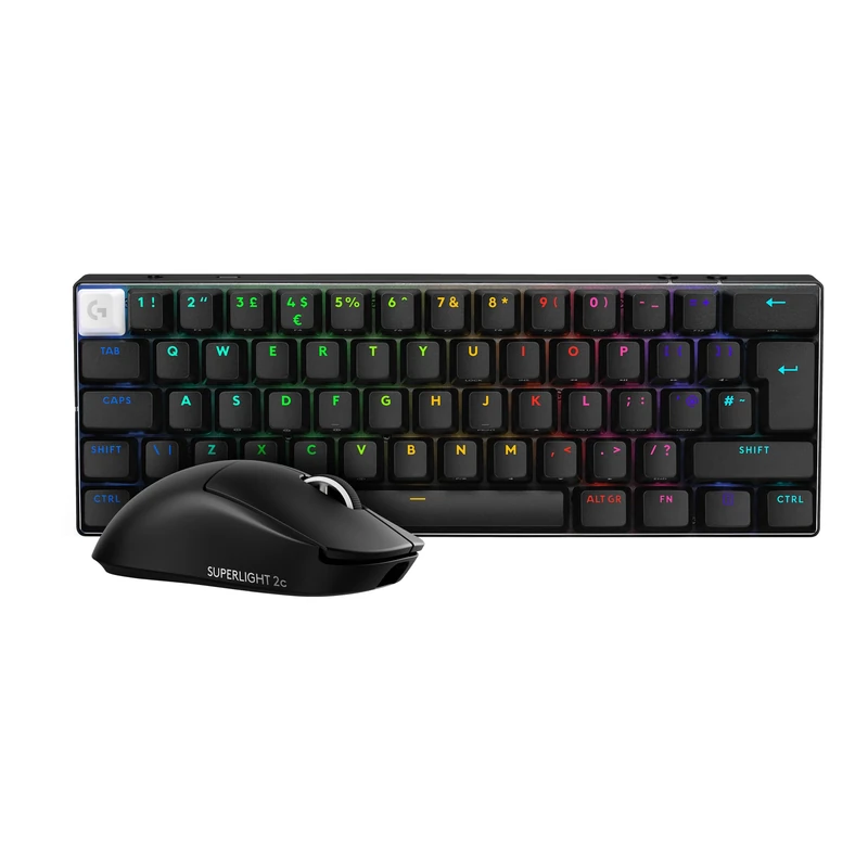 Logitech G PRO X SUPERLIGHT 2c wireless gaming mouse, pro-grade compact with 5 programmable buttons + PRO X 60 LIGHTSPEED Wireless Gaming Keyboard, Compact TKL 60% Mechanical Keyboard, QWERTY UK-Black