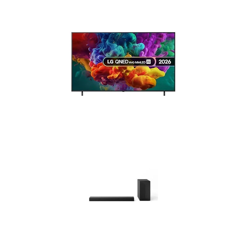 LG 75QNED85B6B 75-Inch QNED evo MiniLED AI 4K UHD Smart TV bundle with US60T Soundbar with Cinematic Sound & WOW Interface 3.1 channel, 340W