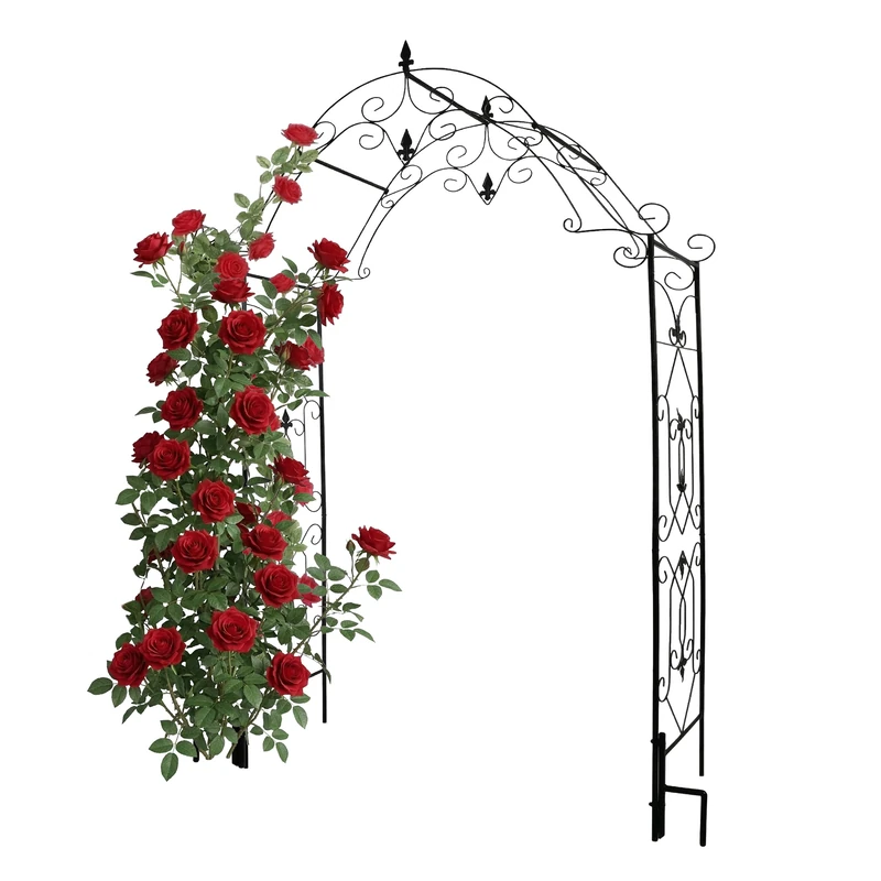 Relaxdays rose arch, metal, garden arch, HxWxD: 250 x 130 x 40 cm, sturdy arch for climbing plants, black