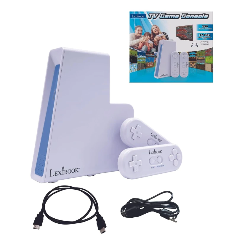 LEXIBOOK, TV game console with 2 wireless controllers, 250 games, 32-bit graphics, TV connector, JG7440LXB