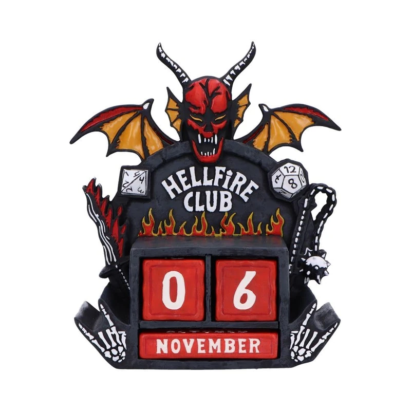 Stranger Things Hellfire Club Perpetual Calendar – Official Collectible Desk Display with Interchangeable Date Blocks