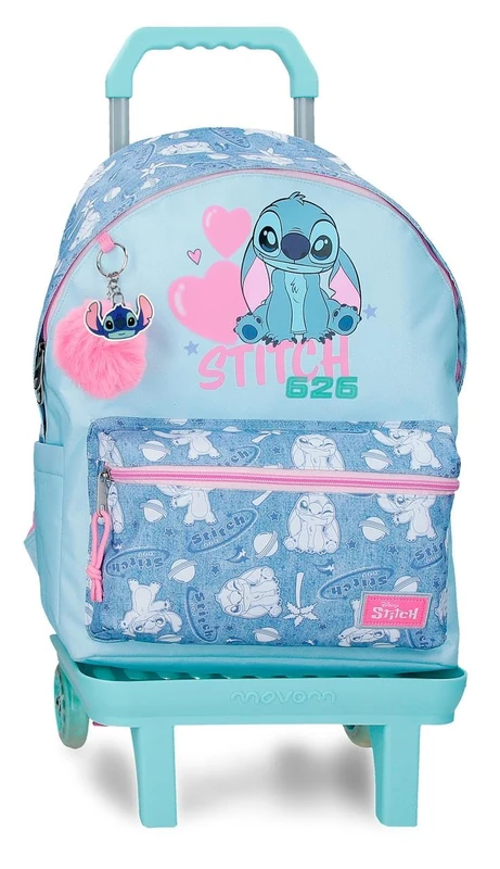 Joumma Disney Stitch Hearts Backpack with Trolley 15.6" Blue 31.5x44x15 cm Polyester 21.12L - Image 1