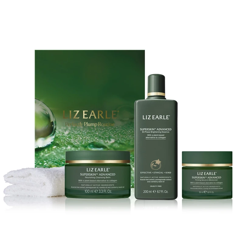 Liz Earle Perfectly Plump Skincare Routine, Anti Ageing Superksin 3 Piece Set - Premium Beauty Gift Set