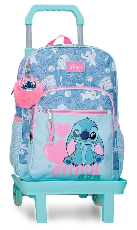 Joumma Disney Stitch Hearts Backpack with Trolley 15" Blue 30x38x12 cm Polyester 13.68L - Image 1