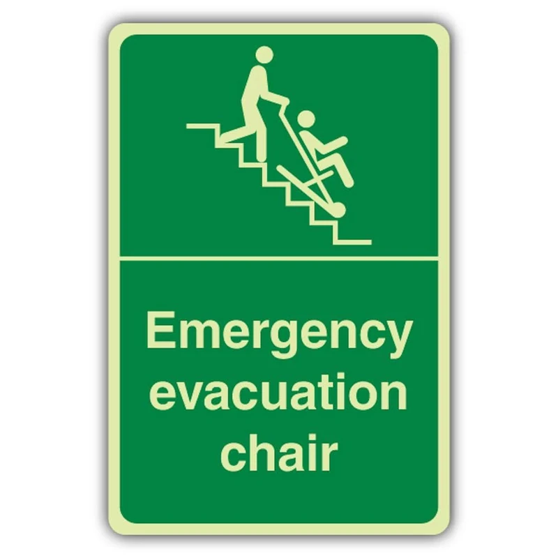 V Safety Photoluminescent Emergency Evacuation Chair -Wheelchair Right Safety Sign - 400 x 600 mm - Self Adhesive Vinyl - Double Glow