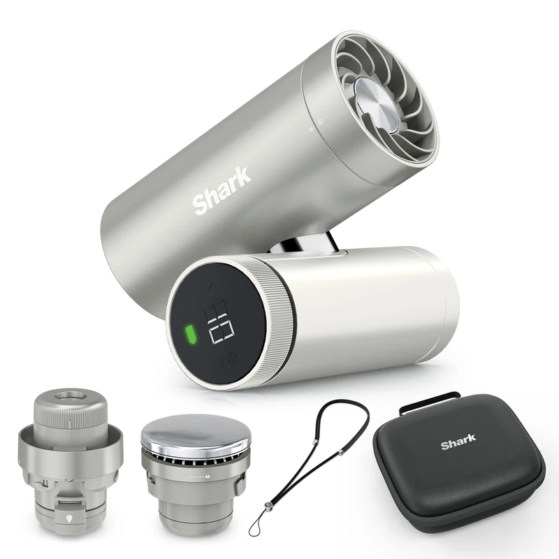 Shark ChillPIll 3-in-1 Personal High-Speed Fan, Ultra-Fine Mist and InstaChill System Travel Bundle with Case, Includes 3 Cooling Attachments, Travel-Friendly Design, Cloud FA021UK