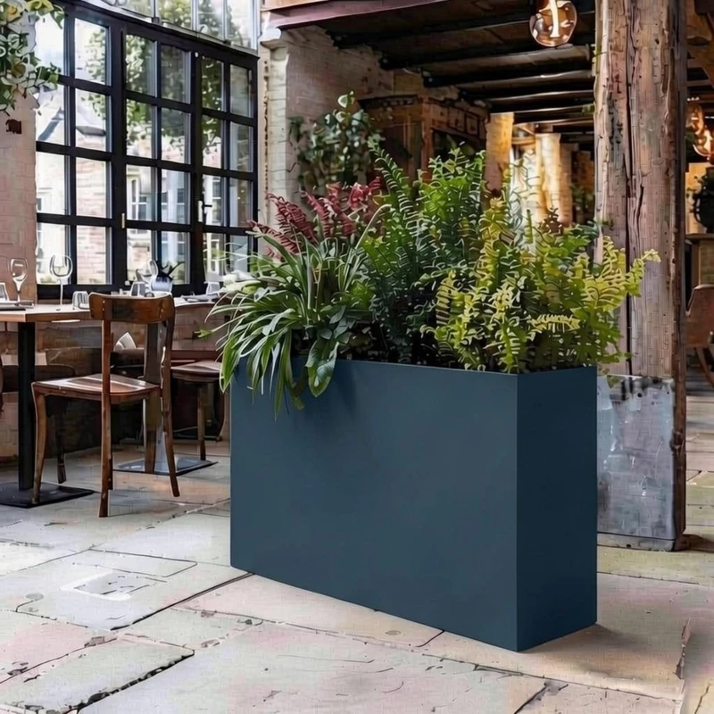 Nicoman Metal Trough Planter, Indoor & Outdoor, 90x30x82cm, Sleek Grey, Galvanized Steel, Weather-Resistant, Rectangular, Freestanding Garden Planter