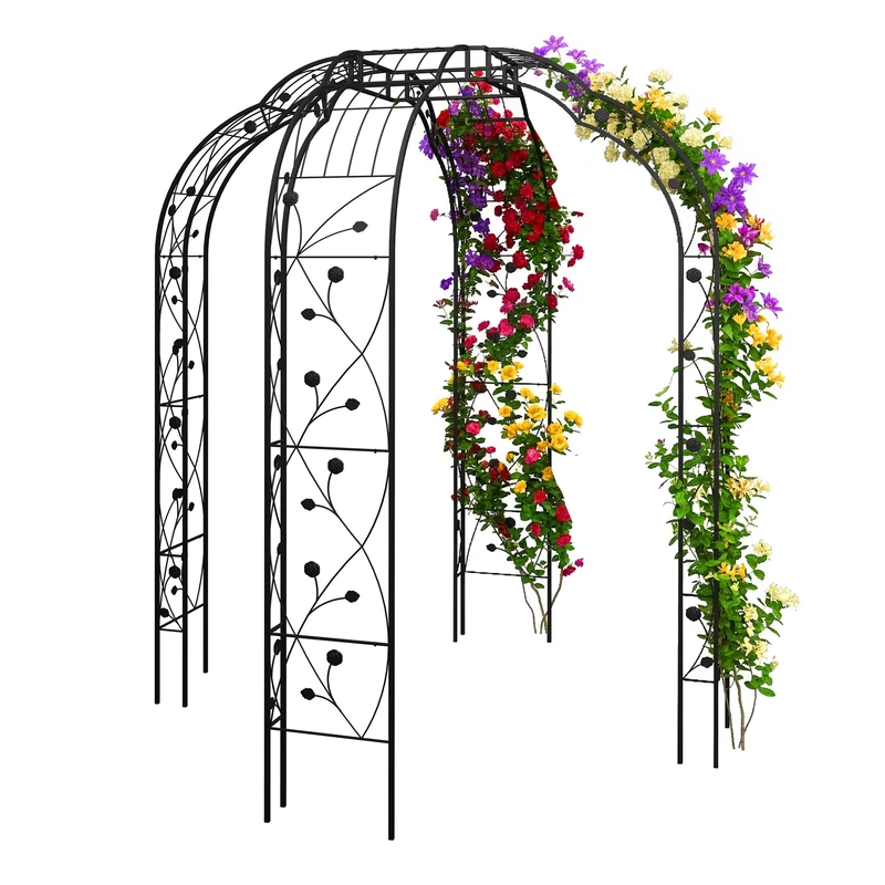 Relaxdays Rose Arbour, metal, HxWxD: 250 x 199 x 199 cm, garden arch for climbing plants, black