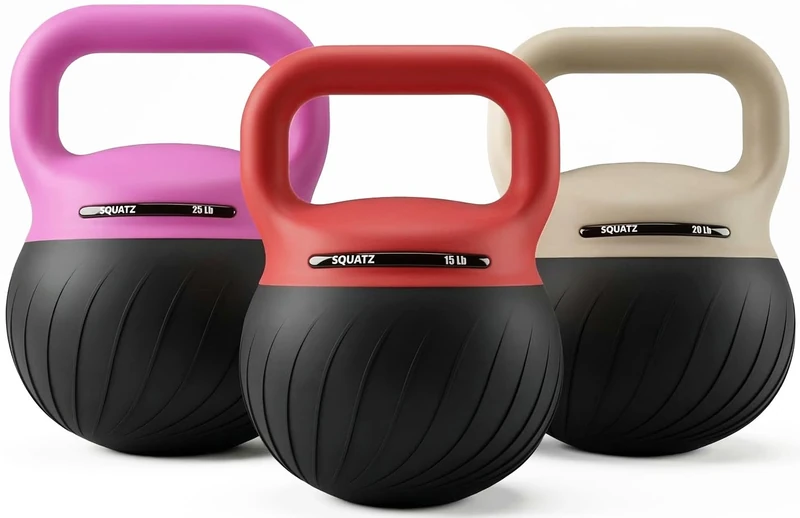 SQUATZ Kettlebell Set 7 kg 9 kg 11 kg Soft Weights with Shock Absorbing Base, Extra Wide Non Slip Handle for Home Gym Strength Training