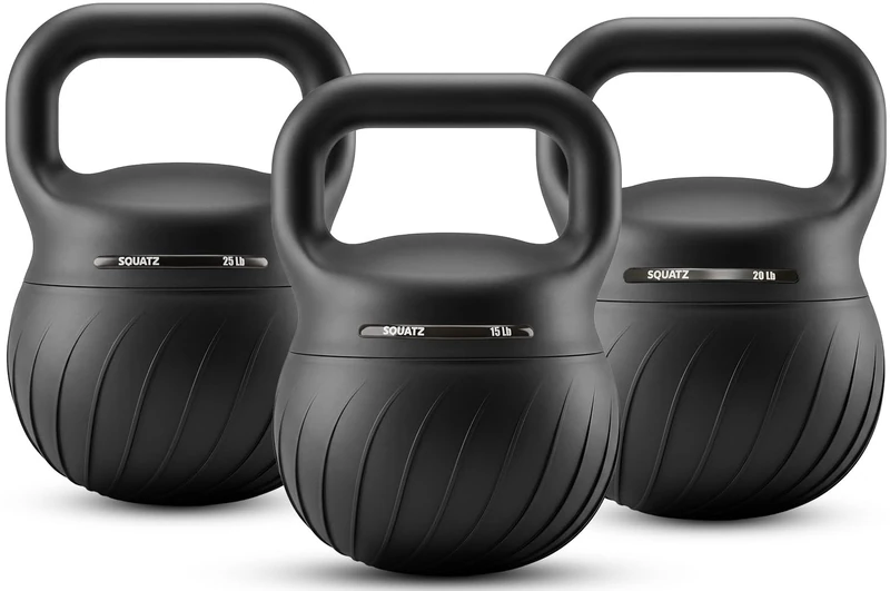 SQUATZ Kettlebell Set 7 kg 9 kg 11 kg Soft Weights with Shock Absorbing Base, Extra Wide Non Slip Handle for Home Gym Strength Training