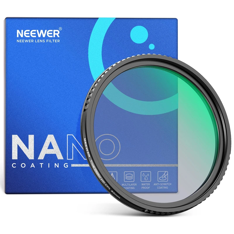 NEEWER 82mm True Colors CPL Filter with Limited Hard Stop, Adjustable Screw On Slim Multicoated HD Circular Polariser Circular Polarising Filter Digital Camera Lens Photography Accessories