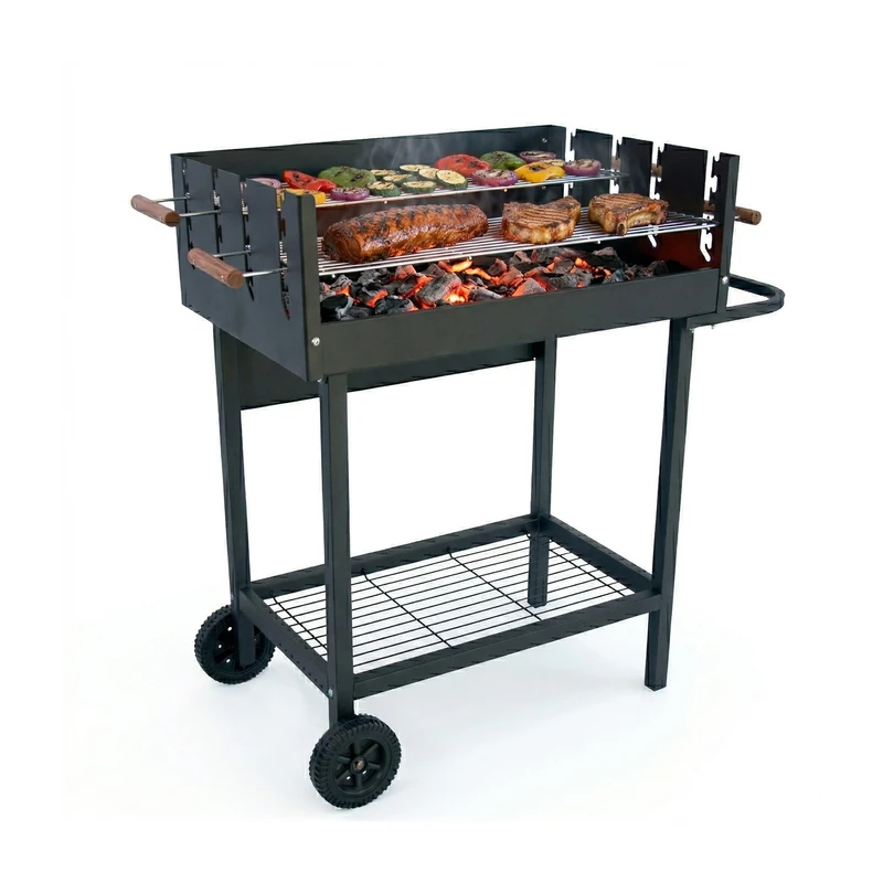 Amig - Charcoal Barbecue - 94 x 51 x 93 cm - Black - Made of Steel - for garden and patio use with family gatherings, featuring easy assembly, convenient cleaning, and consistent quality. Mod. DRAKEN