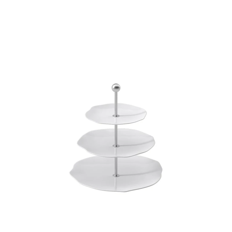 Villeroy & Boch – Pura Etagere, ca. 27,5 × 27,5 × 27 cm, Reinweiß, spülmaschinenfest & mikrowellensicher, fließende Form, Premium Bone Porzellan Made in Germany