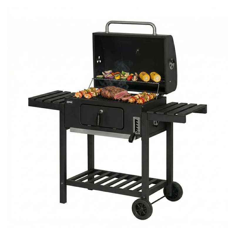 Amig - Charcoal Grill XL - 105 x 59 x 98 cm - Black - Made of Steel - Garden and Patio. Mod. TITANUS