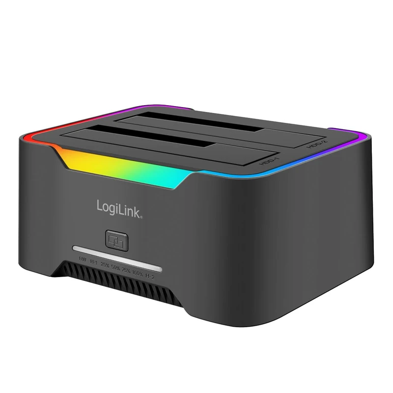 LogiLink 2-Port Dual Docking Station, USB-C 3.2 Gen1, for 2.5" & 3.5" Hard Drives, SSD/HDD, with Offline Clone (Clone PC Hard Drives), 5 Gbps Data Transfer
