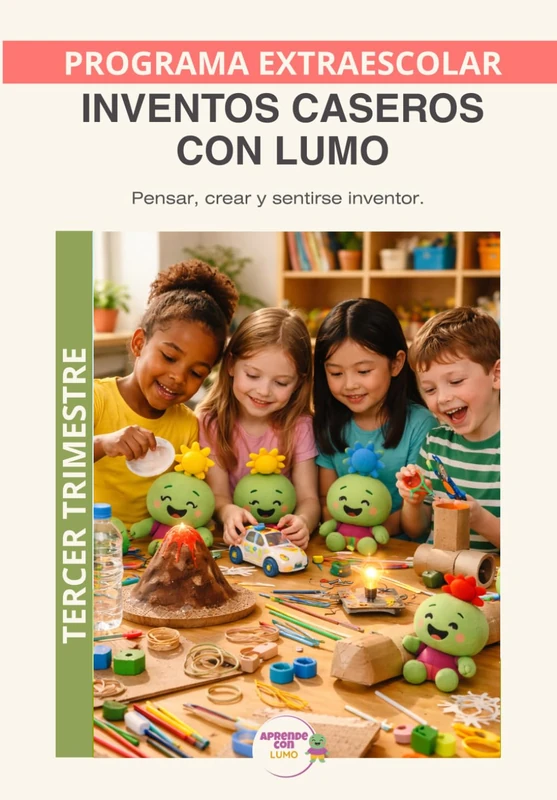 Inventos Caseros con LUMO – Programa Anual | Tercer Trimestre: 12 desafíos científicos para investigar, diseñar y comprender el mundo con autonomía (Programas Extraescolares Aprende con Lumo)
