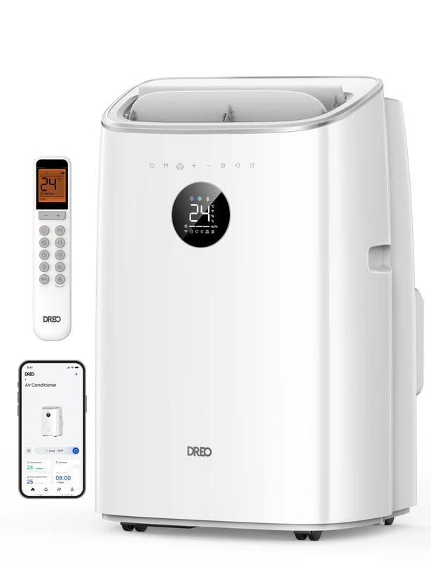 DREO 7500 BTU Portable Air Conditioner, 3-in-1 Cool/Fan/Dry Quiet AC Unit for Bedroom/Office, Smart App/Voice/Remote Control, Drainage-Free, Universal Window Kit, 2.5L/H Dehumidification, AC318S