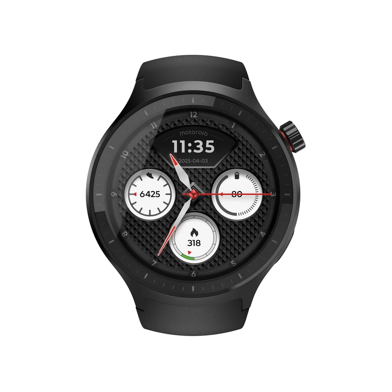 Motorola Pantone Volcanic Ash Watch (Black), Large OLED Screen 1.43 inches, Fitness Assistant with Activity Tracking, Water Resistance, 13 Days Battery Life