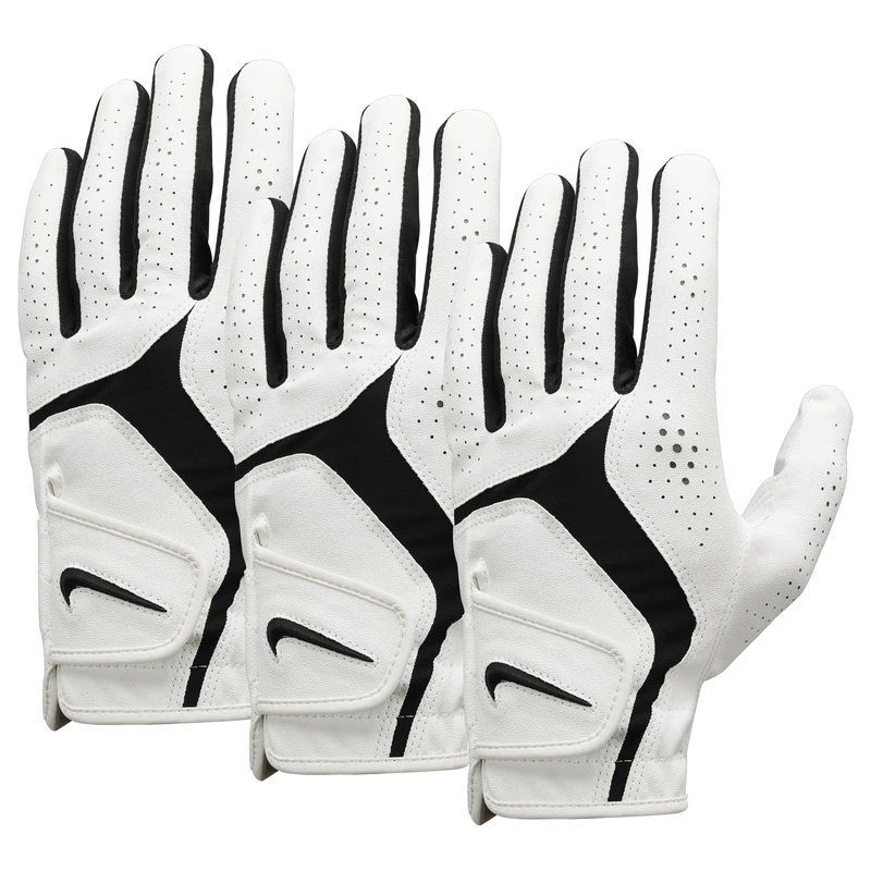 Nike Dura Feel X Golf Gloves 3-Pack Men's – Golf Glove Set Left Hand – Durable Golf Gloves with Strong Grip, Pearl White/Pearl White/Black, XL