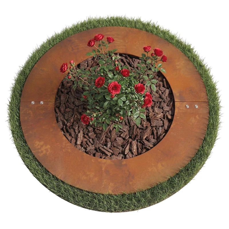 Relaxdays Tree Ring, Rust Patina, Lawn Edging for Trees & Shrubs, Ø 50 cm, Garden Planting Ring, Corten Steel, Brown